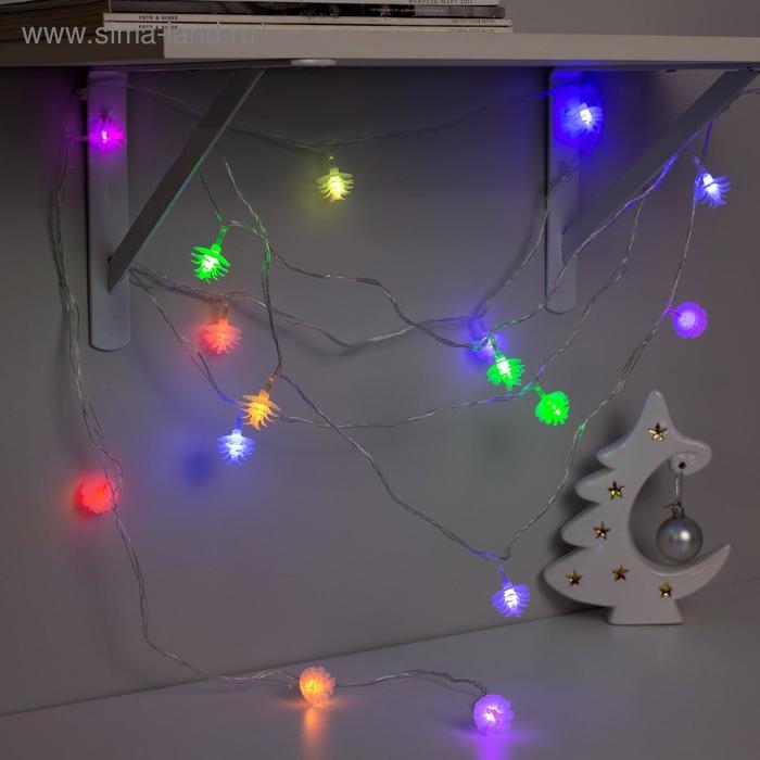 Гирлянда «Нить» 5 м с насадками «Шишки сосновые», IP20, прозрачная нить, 20 LED, свечение мульти (RG/RB), мигание, 220 В Гирлянда «Нить» 5 м с насадками «Шишки сосновые», IP20, прозрачная нить, 20 LED, свечение мульти (RG/RB), мигание, 220 В