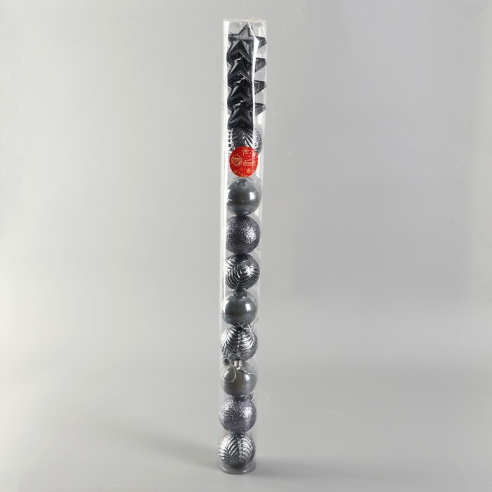 Набор украшений пластик 13 шт Набор украшений пластик 13 шт "Мелодия" звезда, 6 см, серый