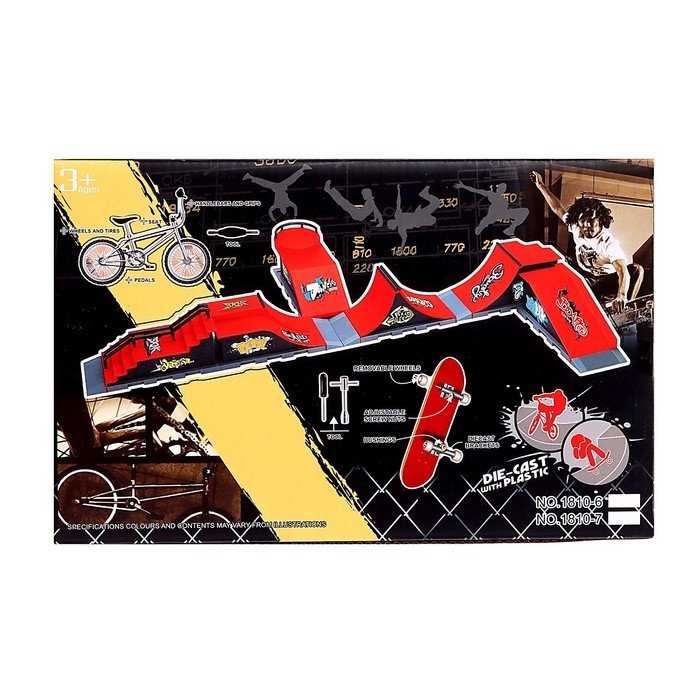 Набор скейт-парк &laquo;Трюк: прыжок&raquo;, фингербайк с двойным трамплином