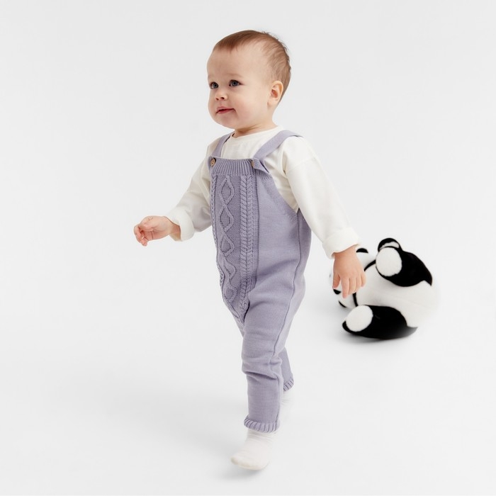 Комбинезон детский вязаный MINAKU, рост 80-86, цвет серо-голубой