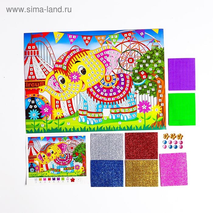 Мозаика стикерная &laquo;Добрый слоник&raquo; блестки, стразы