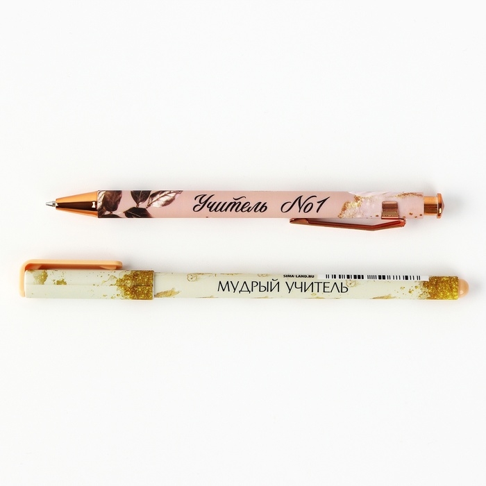 Ручка шариковая синяя паста, пластик софт-тач &laquo;Учителю: Учитель&raquo;, 2 шт, 0.7 мм