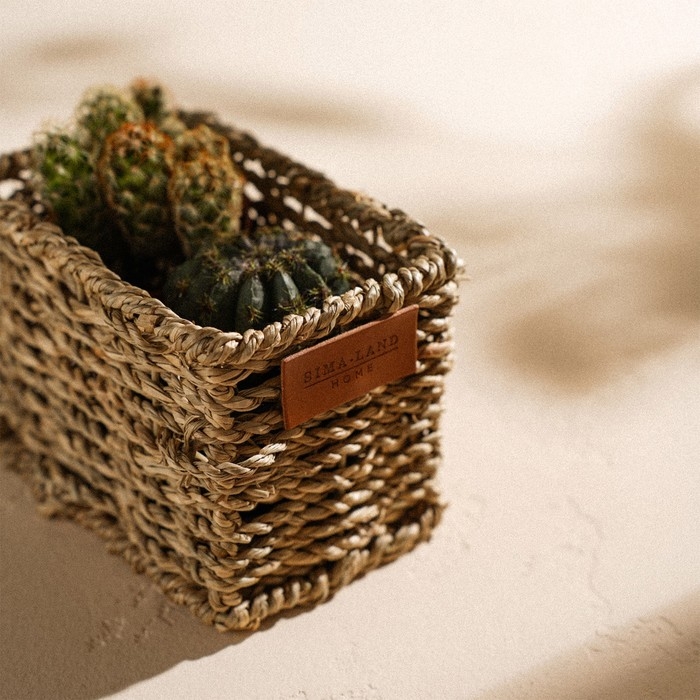 Кашпо ручного плетения из соломы Sima home, 12х8х8,5 см, прямоугольное