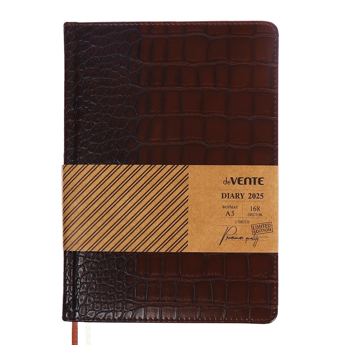 Ежедневник датированный 2024 A5 176 листов, deVENTE.Belcanto, твёрдая обложка из искусственной кожи с поролоном, ляссе, кремовый блок 70 г/м2, коричневый