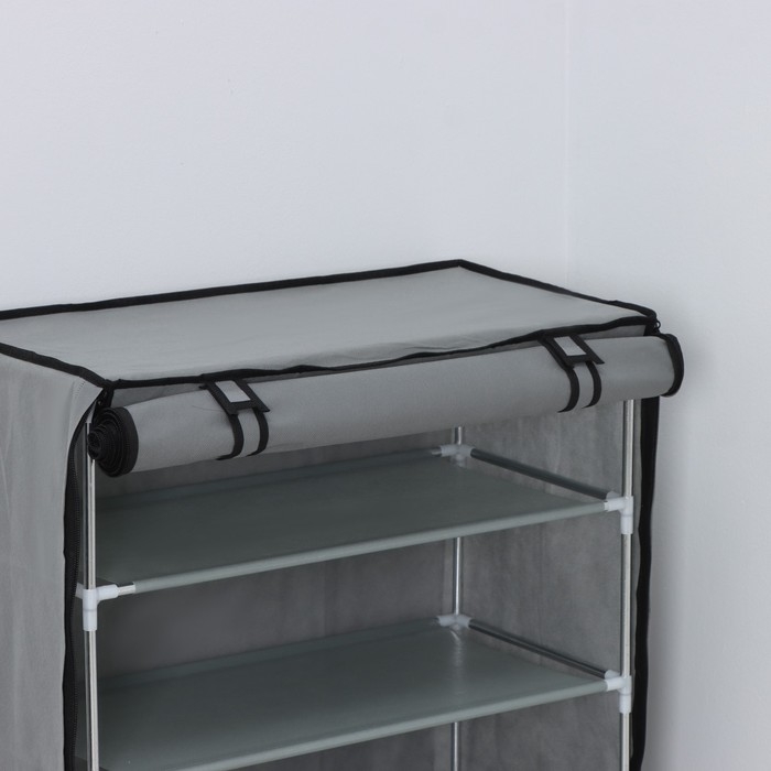 Полка для обуви с чехлом LaDо́m, 5 уровней, 60&times;30&times;90 см, цвет серый