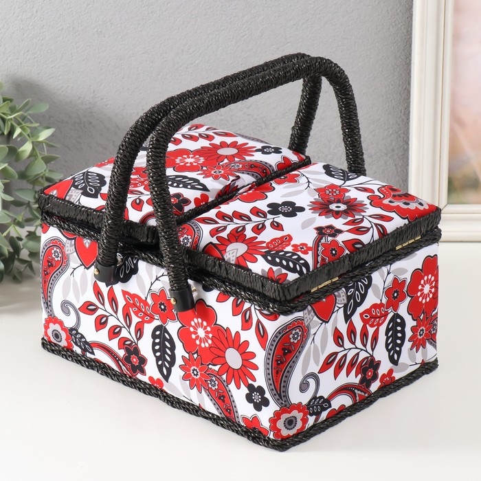 Шкатулка для рукоделия Шкатулка для рукоделия "Народный цветочный узор" 19х26х14,5 см