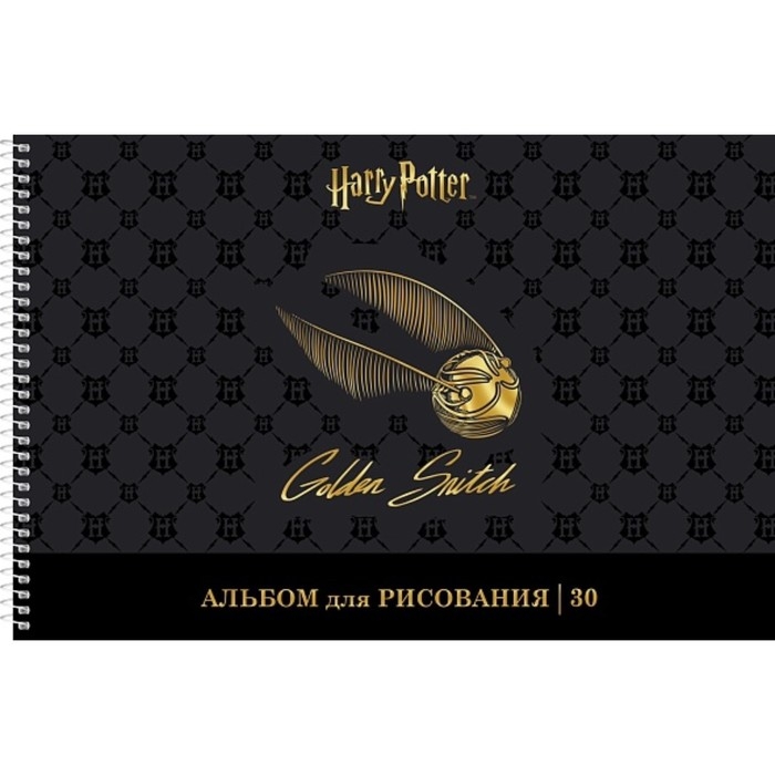 Альбом для рисования А4, 30 листов, на гребне, "Гарри Поттер", обложка мелованный картон, матовая ламинация, 3D фольга, перфорация на отрыв, блок 100 г/м&sup2;, МИКС