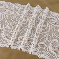 Кружевная эластичная ткань, 230 мм &times; 23 &plusmn; 1 м, цвет белый