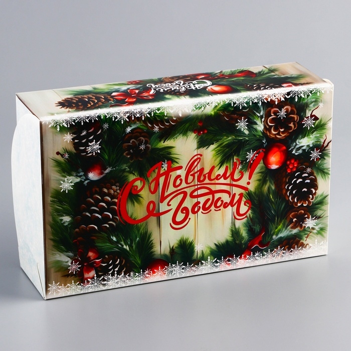 Новый год. Коробка складная, кондитерская упаковка без окна Новый год. Коробка складная, кондитерская упаковка без окна "С Новым годом!", 25 х 15 х 7 см