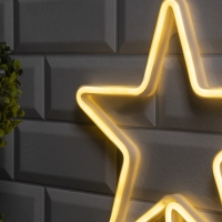 Неоновая вывеска &laquo;Звезда&raquo; 28 &times; 28 см, батарейки ААх3 (не в комплекте), USB, свечение тёплое белое