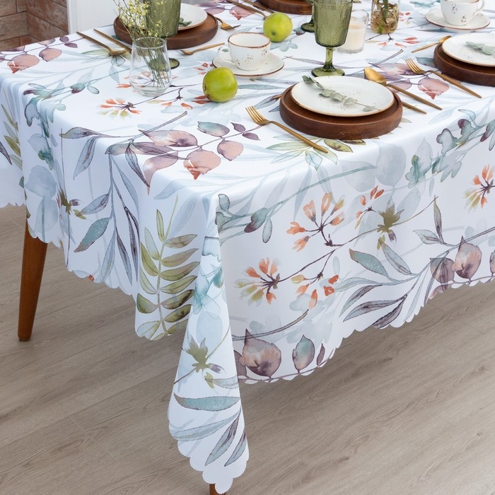 Скатерть Доляна «Акварельные листья» 145х110 см, 100% п/э Скатерть Доляна «Акварельные листья» 145х110 см, 100% п/э
