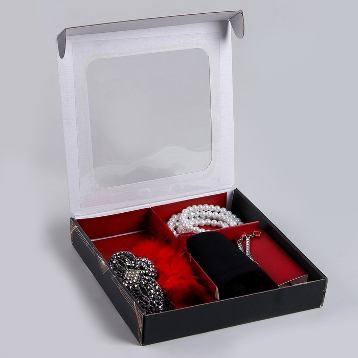 Карнавальный набор «Леди»: повязка, перчатки, серьги, бусы, мундштук Карнавальный набор «Леди»: повязка, перчатки, серьги, бусы, мундштук