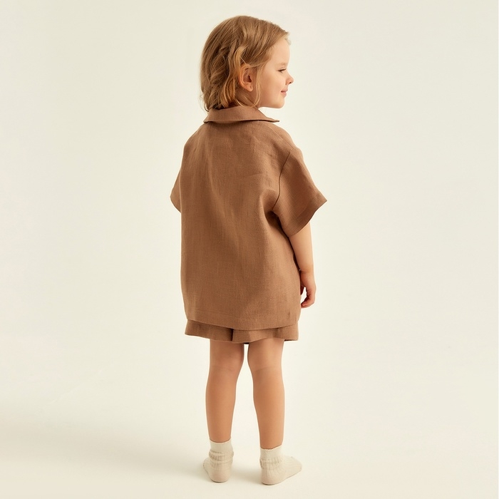 Костюм детский домашний (рубашка и шорты) SL HOME р 32 (110-116), кофейный Костюм детский домашний (рубашка и шорты) SL HOME р 32 (110-116), кофейный