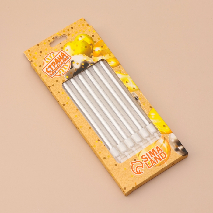 Свечи в торт коктейльные "Шайн", 10 см, 18 шт, серебряный металлик