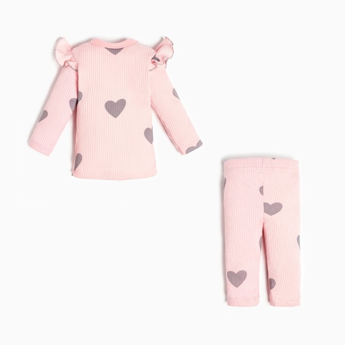 Костюм: джемпер и легинсы Крошка Я &laquo;Сердца&raquo;, рост 74-80 см, цвет розовый