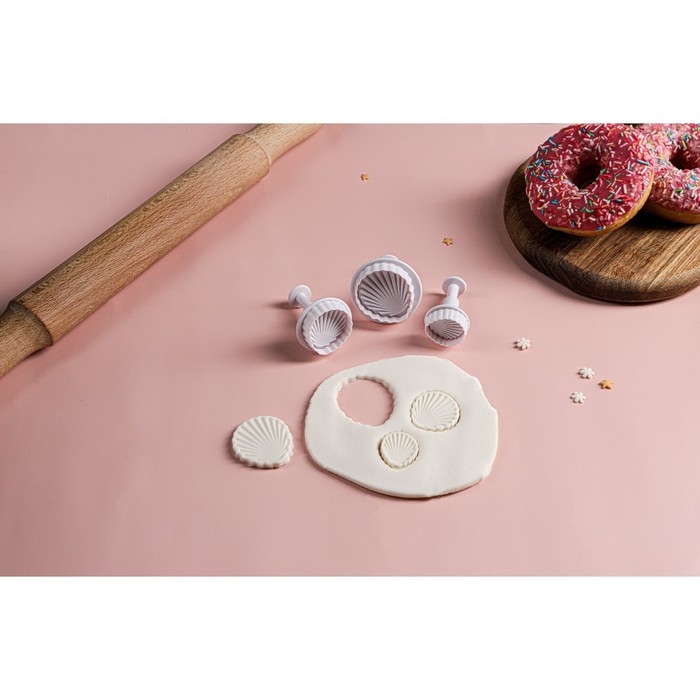 Набор плунжеров кондитерских Доляна &laquo;Морские ракушки&raquo;, 3 шт, d=2,8/3,6/4,5 см, h=5 см
