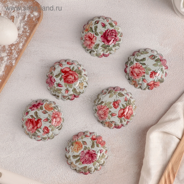 Набор форм для выпечки Доляна &laquo;Бутон. Розарий&raquo;, 7&times;2 см, 6 шт