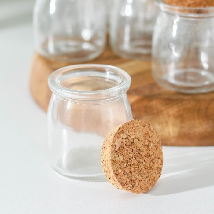 Набор баночек стеклянных для специй с пробковой крышкой Доляна &laquo;Парфе&raquo;, 130 мл, 7&times;6,5 см, 12 шт