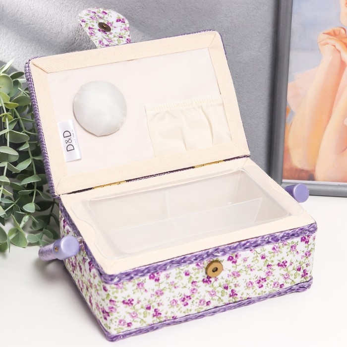 Шкатулка для рукоделия Шкатулка для рукоделия "Сиреневые незабудки" 10х13х19,5 см