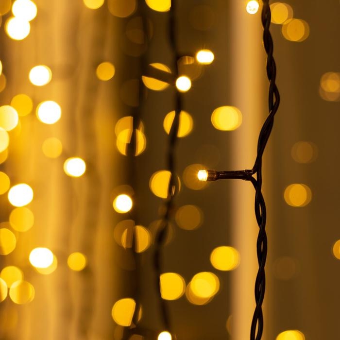 Гирлянда &laquo;Занавес&raquo; 2 &times; 3 м, IP44, УМС, тёмная нить, 760 LED, свечение тёплое белое, 220 В