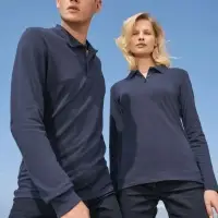 Рубашка поло мужская с длинным рукавом Perfect LSL Men черный меланж, размер S Рубашка поло мужская с длинным рукавом Perfect LSL Men черный меланж, размер S