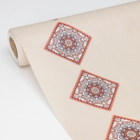 Клеёнка на стол на ткани &laquo;Цветочный мотив&raquo;, рулон 20 метров, ширина 137 см, толщина 0,22 мм, цвет бежевый