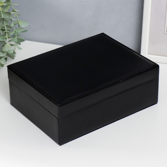 Шкатулка кожзам для украшений Шкатулка кожзам для украшений "Чёрная матовая" 9х23х17 см