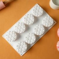 Форма для муссовых десертов и выпечки KONFINETTA &laquo;Вихрь&raquo;, силикон, 26,5&times;17&times;3,5 см, 8 ячеек (d=6 см), цвет белый