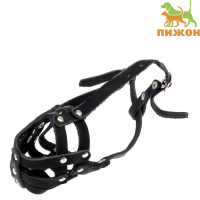 Намордник кожаный сетчатый с перемычкой №1, малый боксёр (дл по носу 7см, обхват морды 23см), 161347 Намордник кожаный сетчатый с перемычкой №1, малый боксёр (дл по носу 7см, обхват морды 23см), 161347