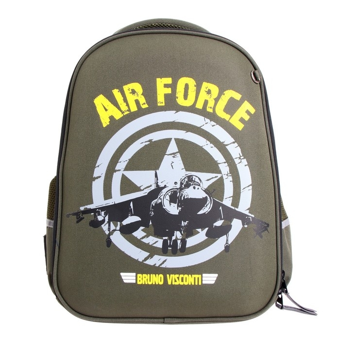 Рюкзак каркасный 38 х 30 х 20 см, + пенал, Bruno Visconti Рюкзак каркасный 38 х 30 х 20 см, + пенал, Bruno Visconti "МИЛИТАРИ AIR FORCE"