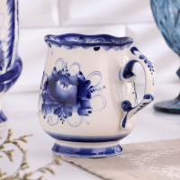 Кружка "Утро Хозяйка", 0,3 л, 11х12 см, гжель, фарфор Кружка "Утро Хозяйка", 0,3 л, 11х12 см, гжель, фарфор