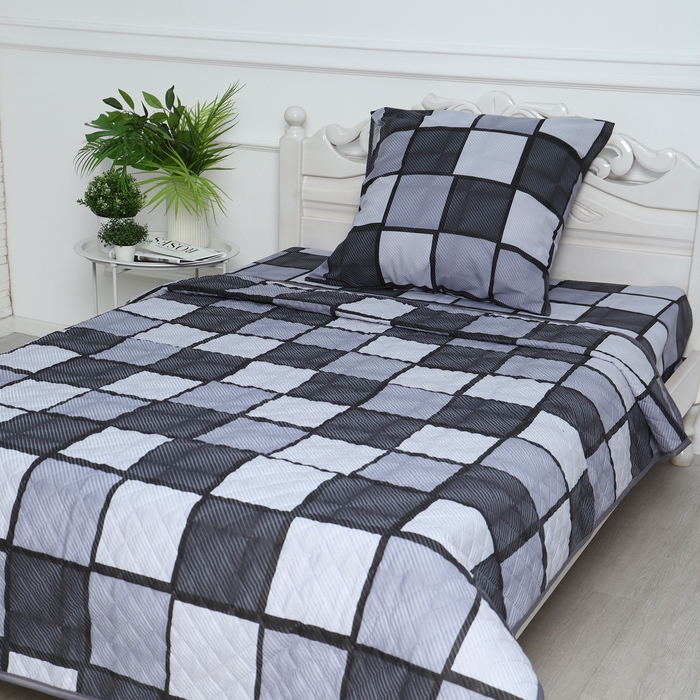 Комплект с покрывалом Грани 155х210, 150х220, 70х70см, т-серый, бязь 120г/м, хл100%