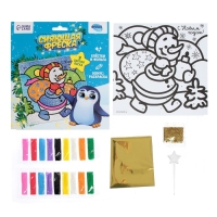 Фреска блёстками и фольгой на новый год &laquo;Снеговик&raquo;, новогодний набор для творчества