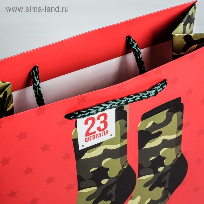 Пакет подарочный ламинированный вертикальный, упаковка, &laquo;Защитнику!&raquo;, MS 18 х 23 х 10 см