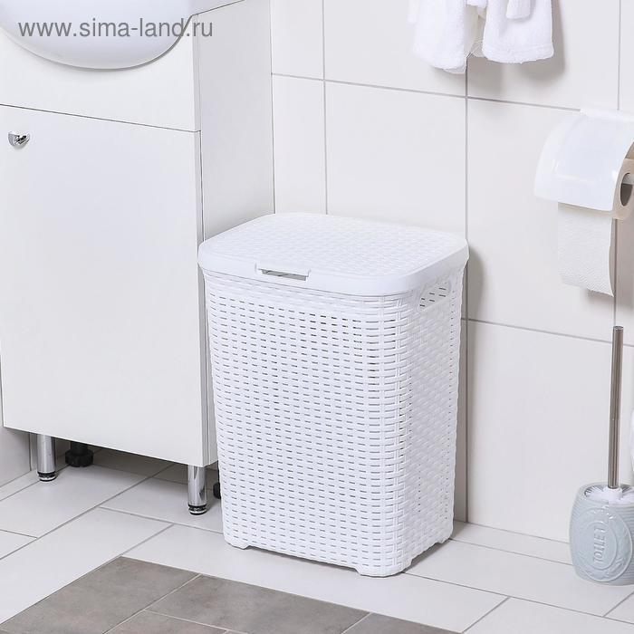Корзина бельевая с крышкой &laquo;Ротанг&raquo;, 40 л, 37&times;29&times;48 см, цвет белый