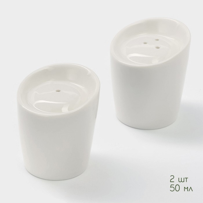 Набор фарфоровый для специй BellaTenero, 5 предметов: солонка 50 мл, перечница 50 мл, сахарница с ложкой 200 мл, подставка-держатель, цвет белый