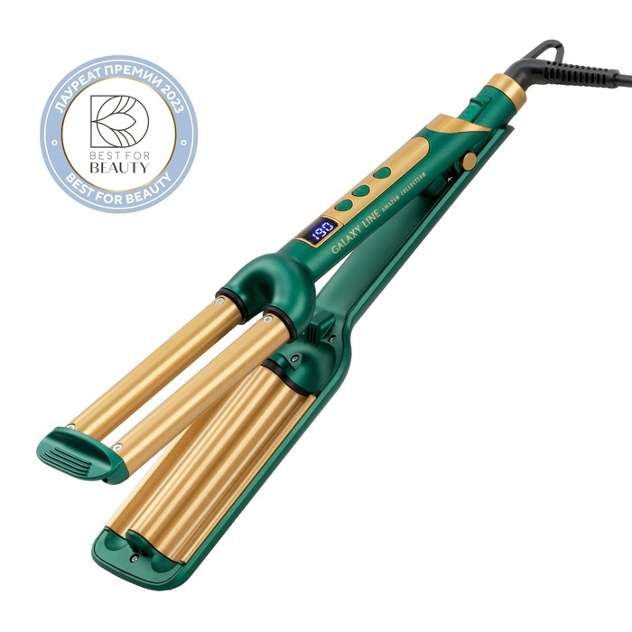 Стайлер Galaxy LINE GL 4648, 80 Вт, керамическое покрытие, d=16 мм, до 230&deg;C, зелёный