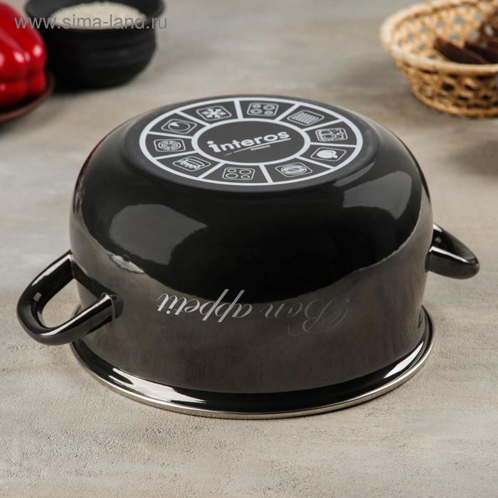 Кастрюля эмалированная «Металлик», 5,1 л, стеклянная крышка, индукция, цвет чёрный Кастрюля эмалированная «Металлик», 5,1 л, стеклянная крышка, индукция, цвет чёрный