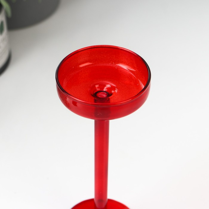 Подсвечник стекло на 1 свечу Подсвечник стекло на 1 свечу "Высокая ножка" красный d до 6 см 16,5х6х6 см
