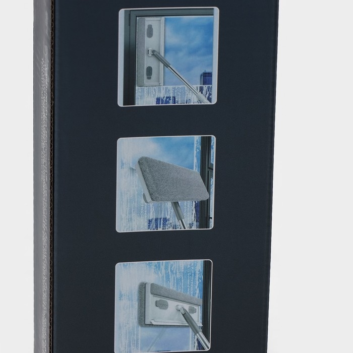 Щётка для окон Raccoon, стальная телескопическая ручка 82(126) см, насадка из микрофибры 25&times;9 см, цвет белый