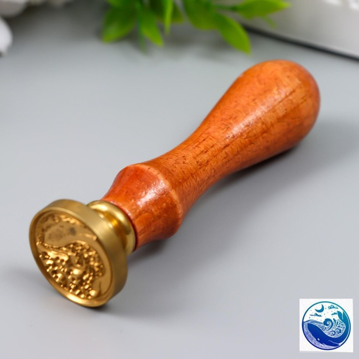 Печать для сургуча с деревянной ручкой Печать для сургуча с деревянной ручкой "Кит в океане" 9х3х3 см