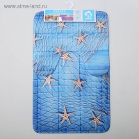 Набор ковриков для ванной и туалета Доляна &laquo;Морские звёзды&raquo;, 2 шт, 40&times;45, 45&times;75 см