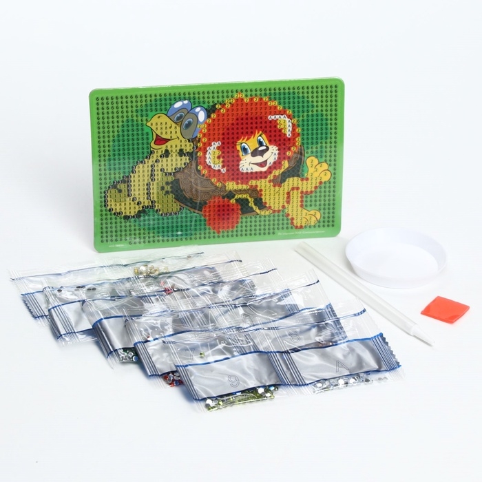 Алмазная мозаика с частичным заполнением для детей &laquo;Львенок и Черепаха&raquo;, 10 х 15 см