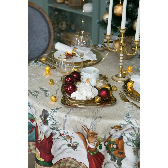 Скатерть "Этель" Winter holidays d=220см +/-3см с ГМВО, 100% хлопок, саржа 190гр/м2