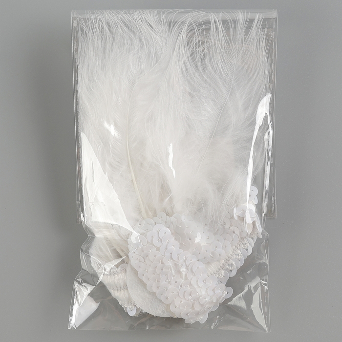 Повязка на голову с пером, цвет белый Повязка на голову с пером, цвет белый