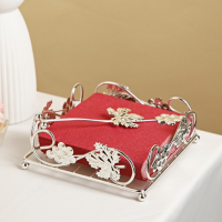 Салфетница &laquo;Виноград&raquo;, декоративная, 13,5&times;13,5&times;7 см, цвет серебряный