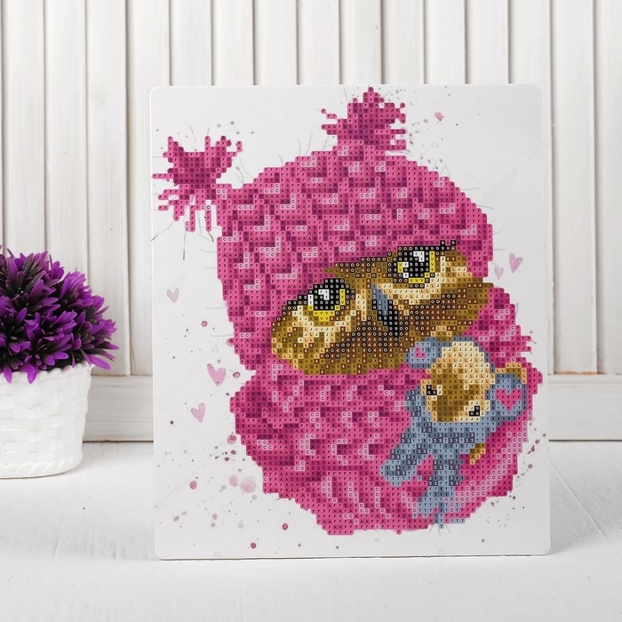 Алмазная вышивка &laquo;Сова в шапочке&raquo;, с подставкой, с частичным заполнением