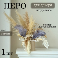 Перо для декора 1 шт., размер 24 см, цвет серый Перо для декора 1 шт., размер 24 см, цвет серый