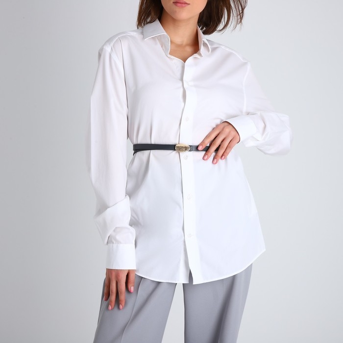 Ремень женский, ширина 1.4 см, пряжка металл, цвет тёмно-серый