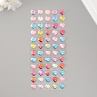 Наклейка пластик стразы "Сердце" цветной перламутр 18х8 см